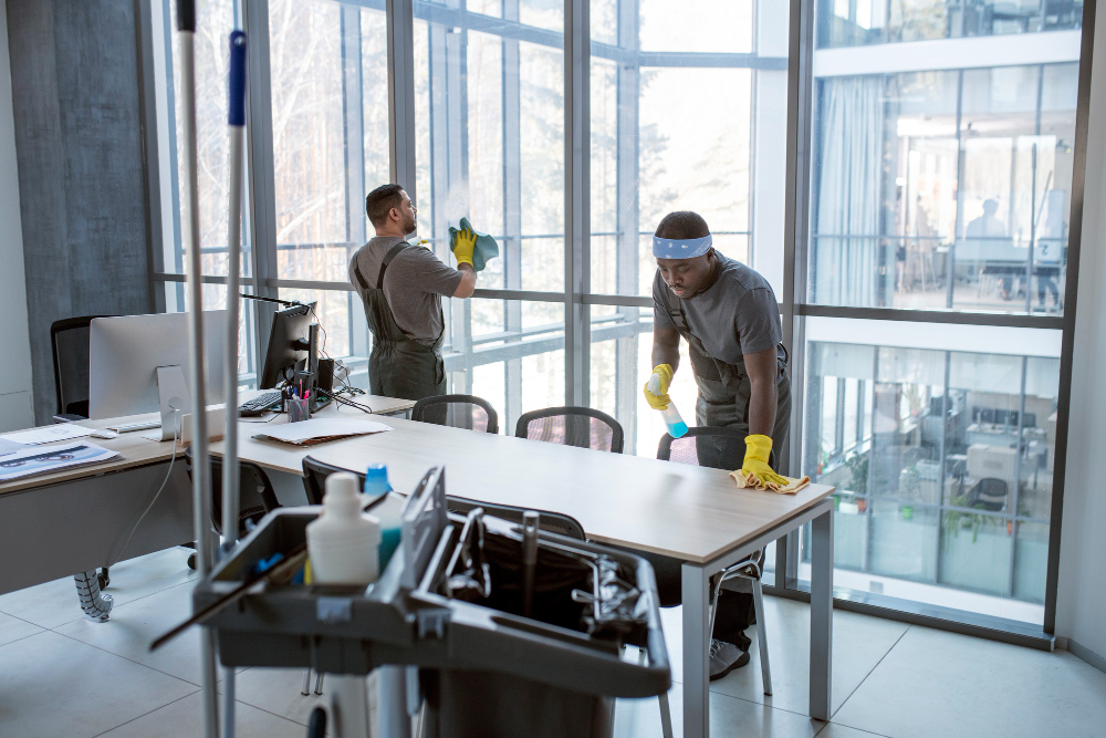 nettoyage industriel et entretien des vitres et bureaux par 2 professionnels